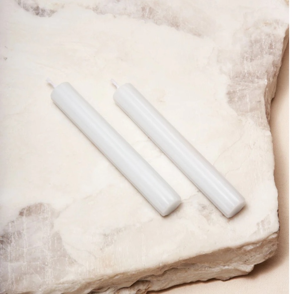 VIA MARIS SHABBAT CANDLES 2 PACK CLOUD WHITE NWT